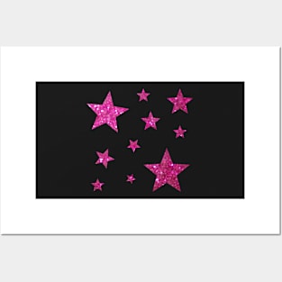 Hot Pink Faux Glitter Stars Posters and Art